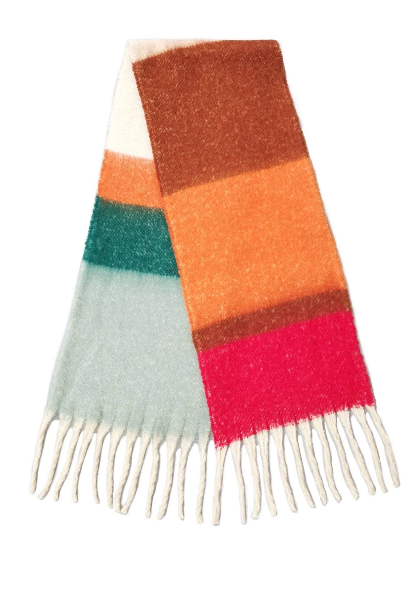 Sherrie Multi Stripe Cozy Scarf With Fringe