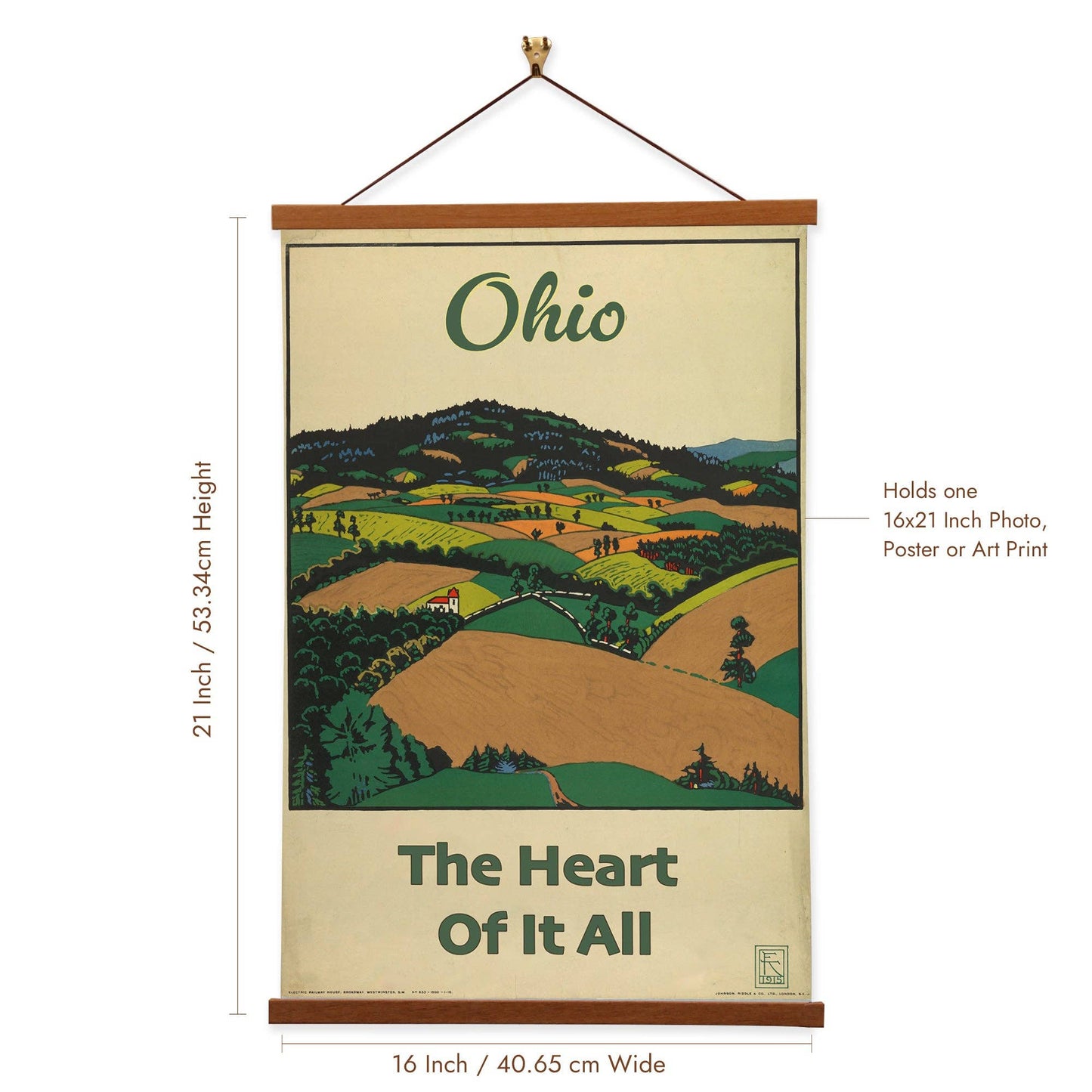 Farmland Ohio The Heart of it All Vintage Travel Poster w/ Frame