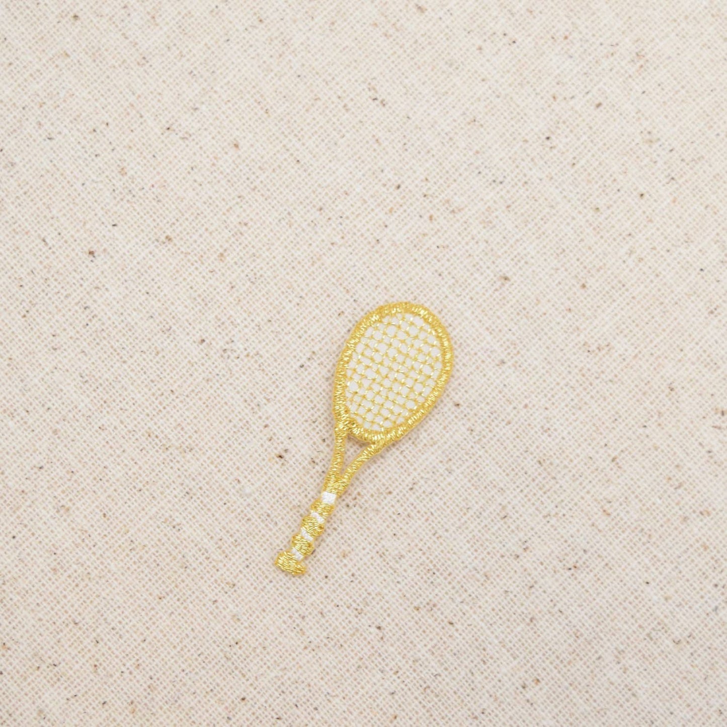 Small - Gold - Tennis Racket - Iron on Applique - Embroidered Patch - 230401