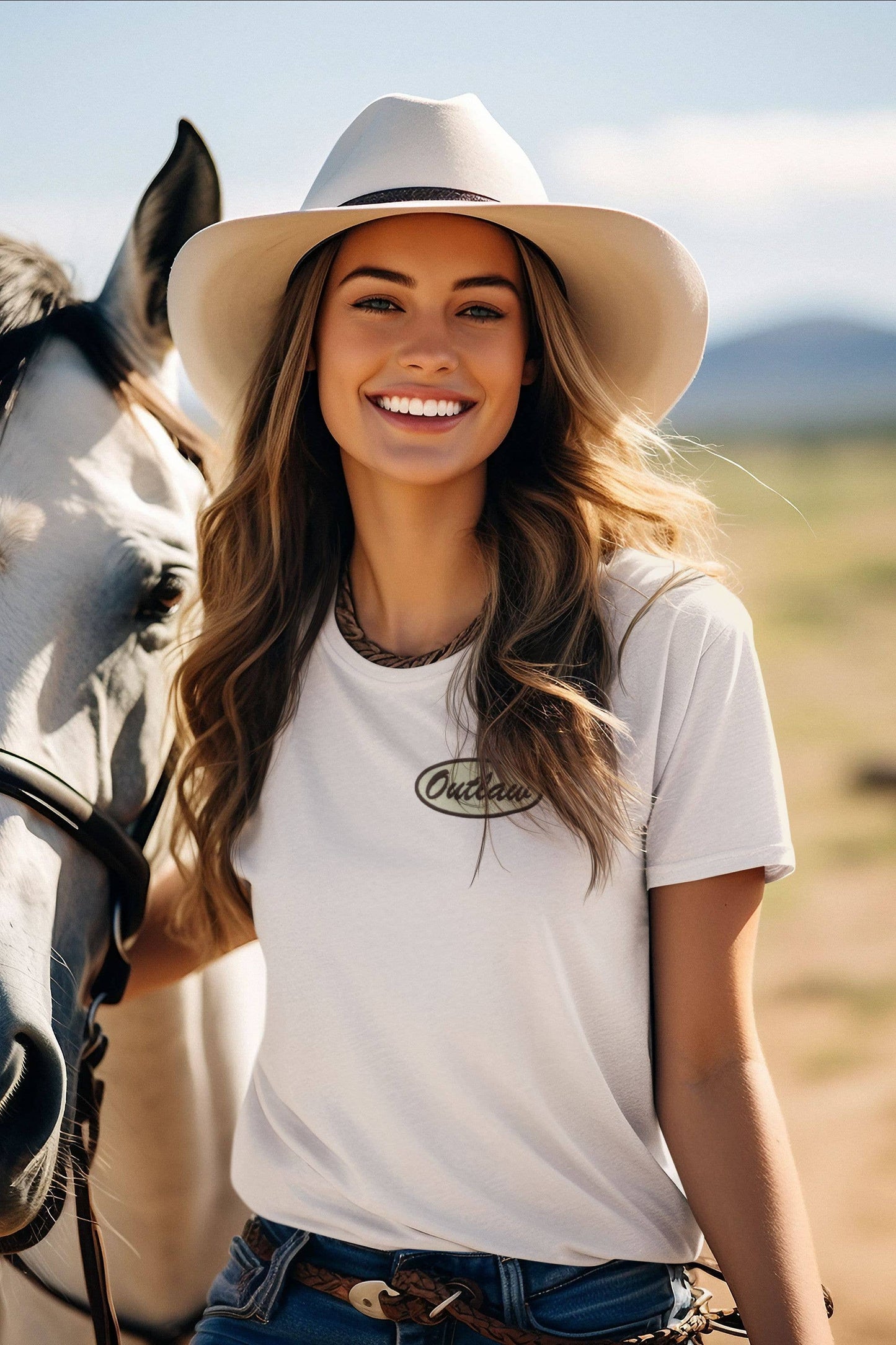 Outlaw in Oval, Western Embroidered Iron on Patch