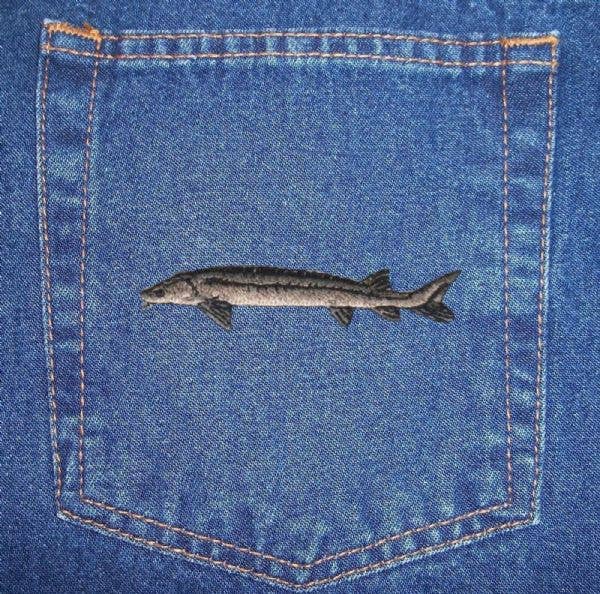 Sturgeon Fish, Embroidered, Iron on Patch