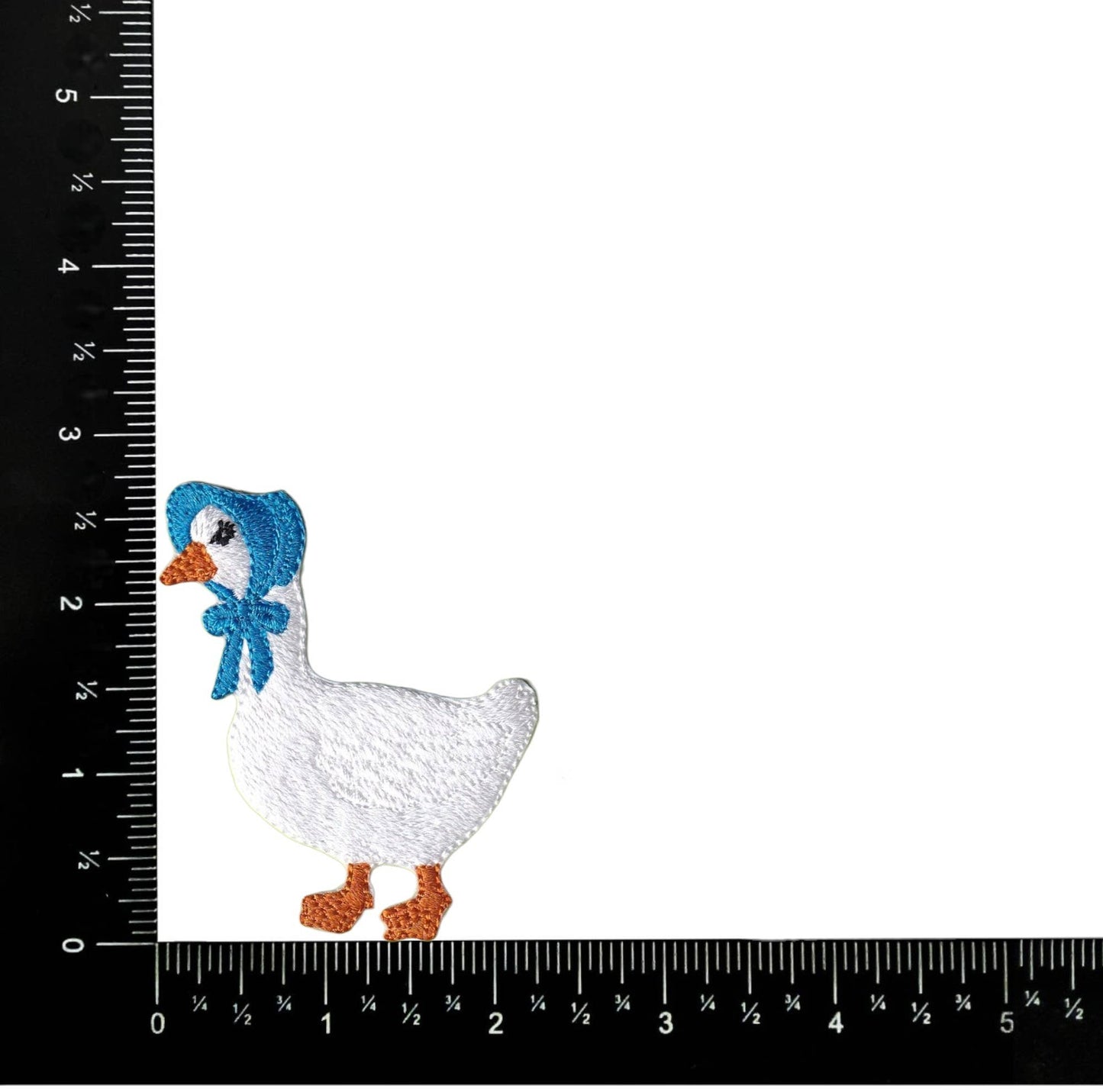 Goose with Blue Bonnet, Embroidered Iron on Patch