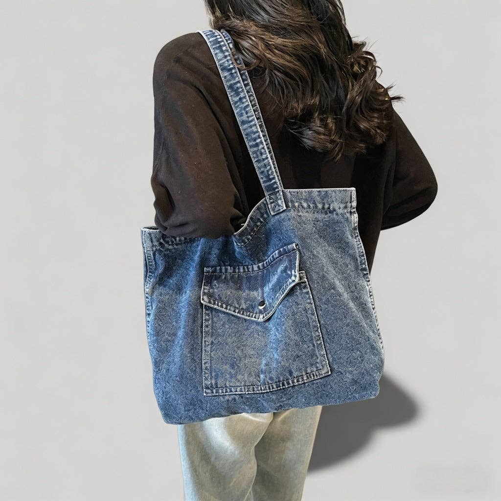 Vintage Denim Tote Bag: Denim Blue / One Size