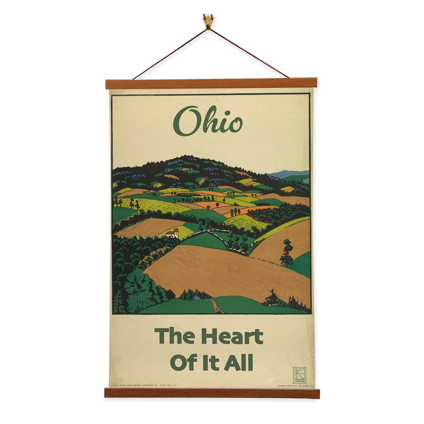 Farmland Ohio The Heart of it All Vintage Travel Poster w/ Frame