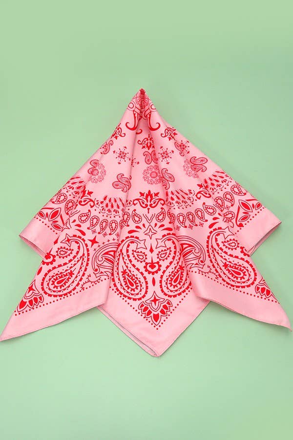 PAISLEY PINK SILKY FEEL BANDANA SCARF | 40SC616: Pink