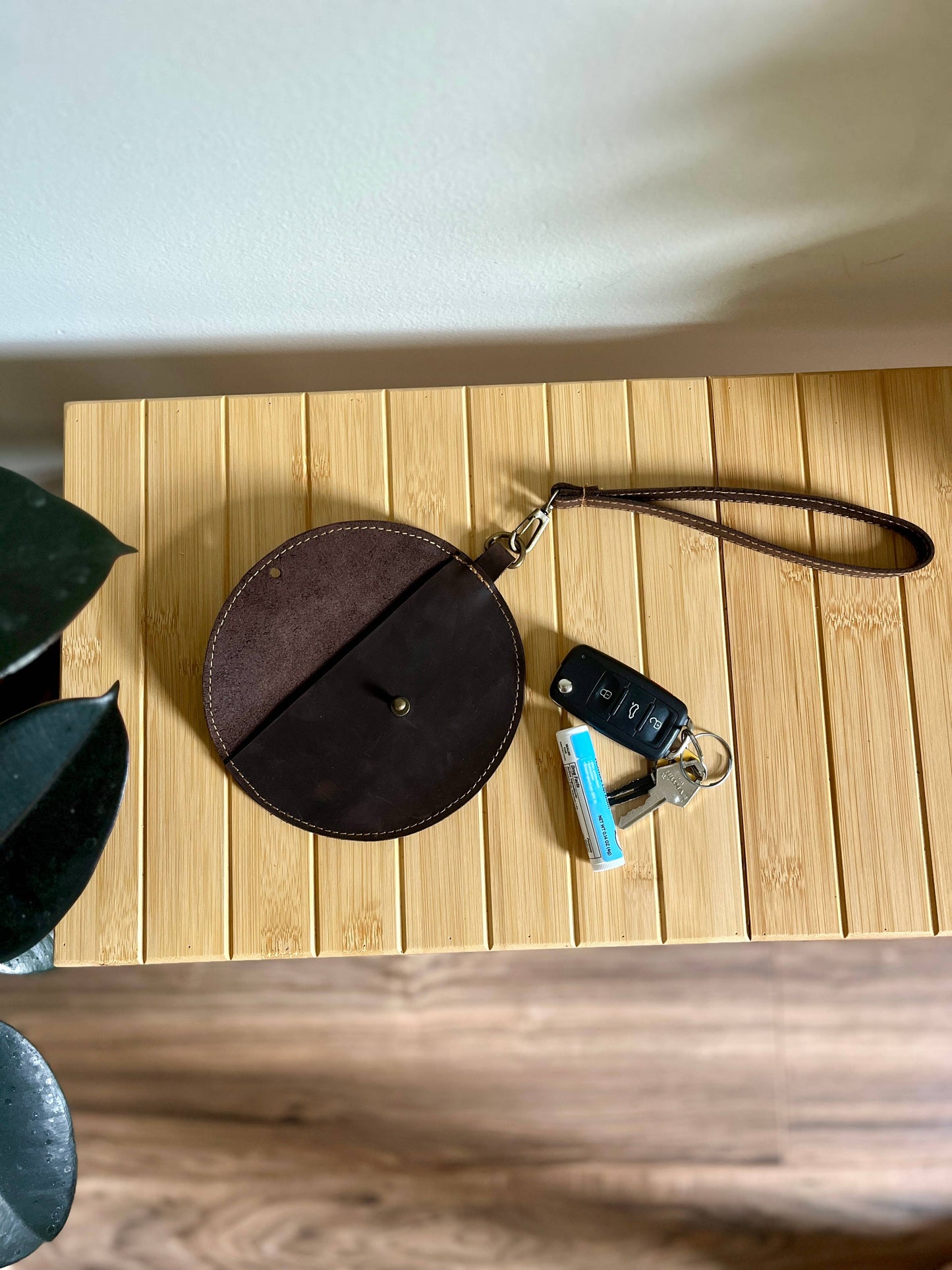 Handmaid Leather Half Moon Wristlet