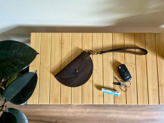 Handmaid Leather Half Moon Wristlet