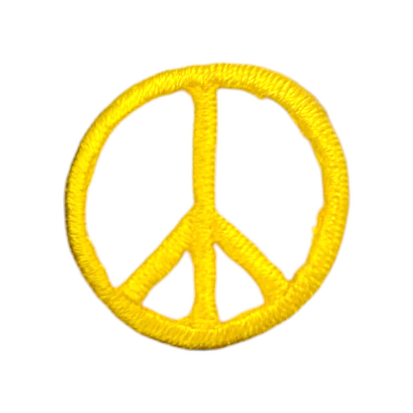 1" Peace Sign, Embroidered, Iron on Patch: Metallic Gold