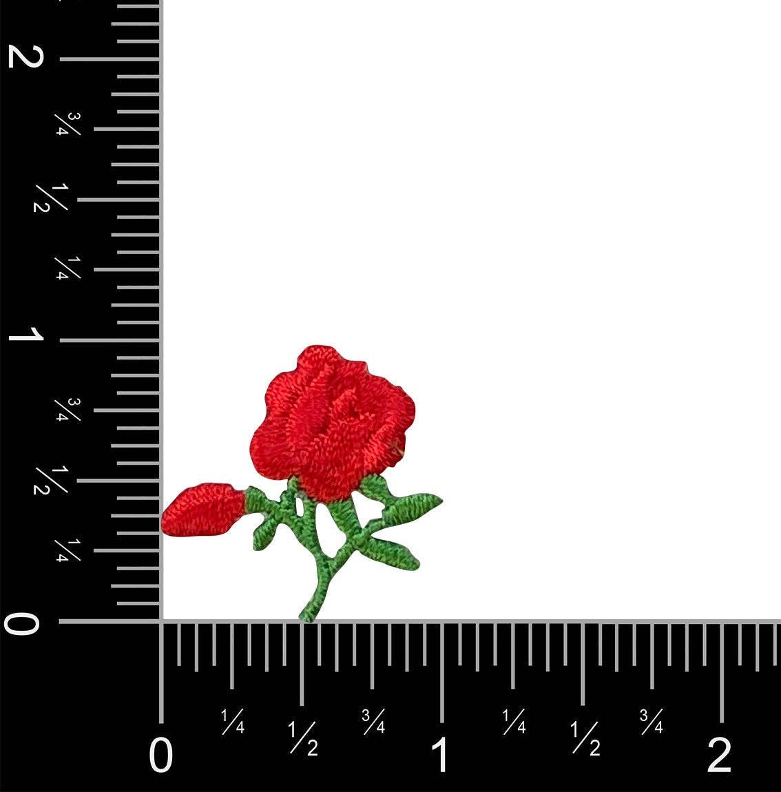 Small Red Rose - Flower - Iron on Applique - Embroidered Patch