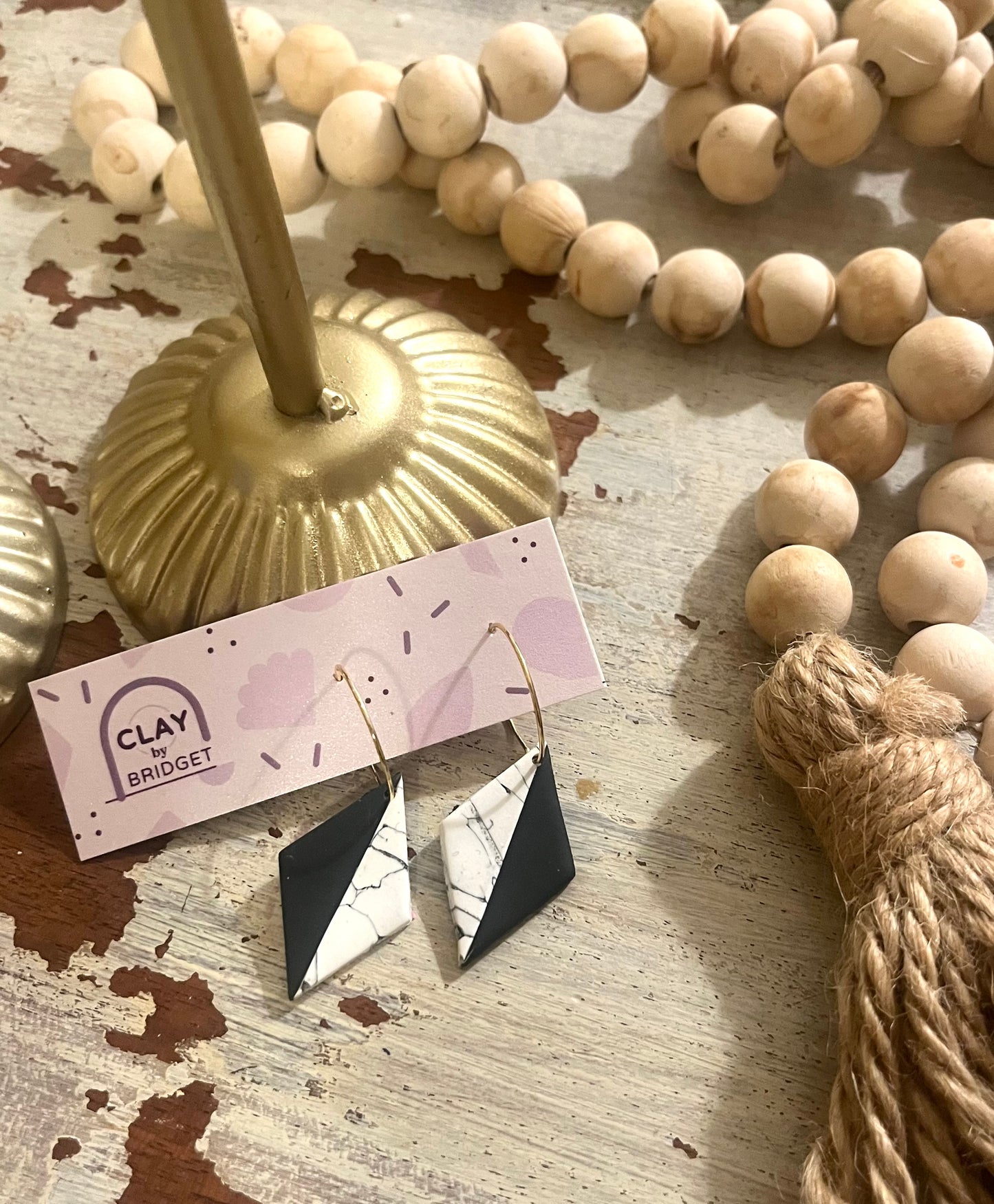 Marble Diamond Hoops