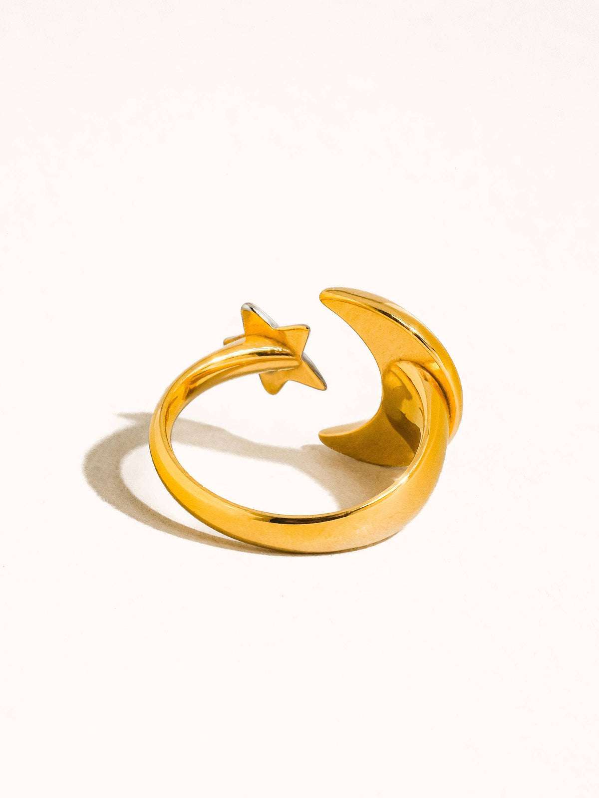 Eugénie 18K Gold Non-Tarnish Star and Moon Ring: Multi-Colored