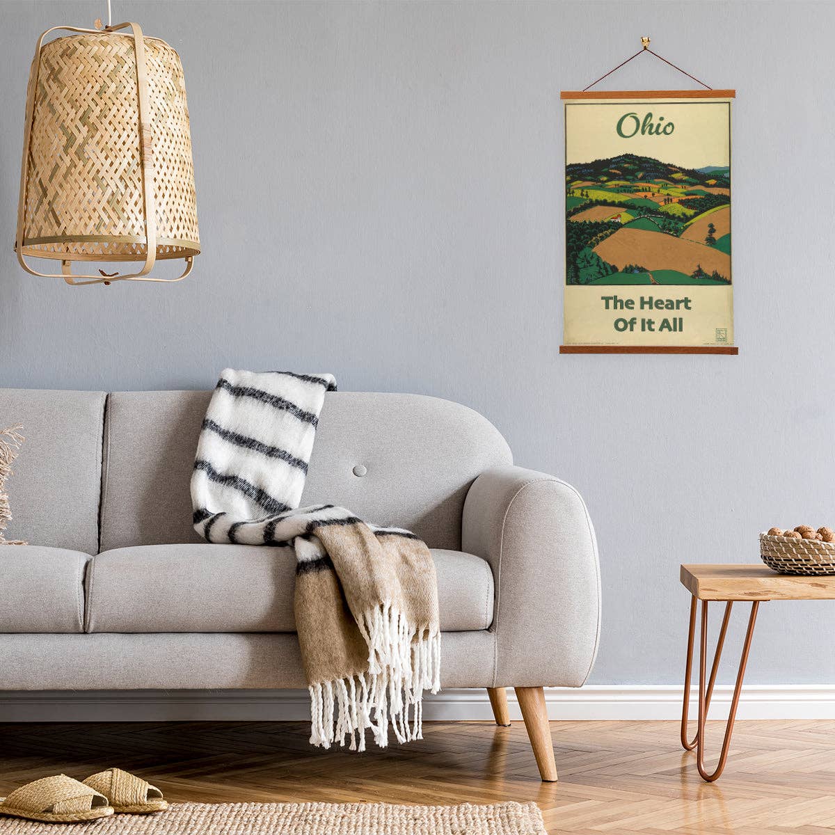 Farmland Ohio The Heart of it All Vintage Travel Poster w/ Frame