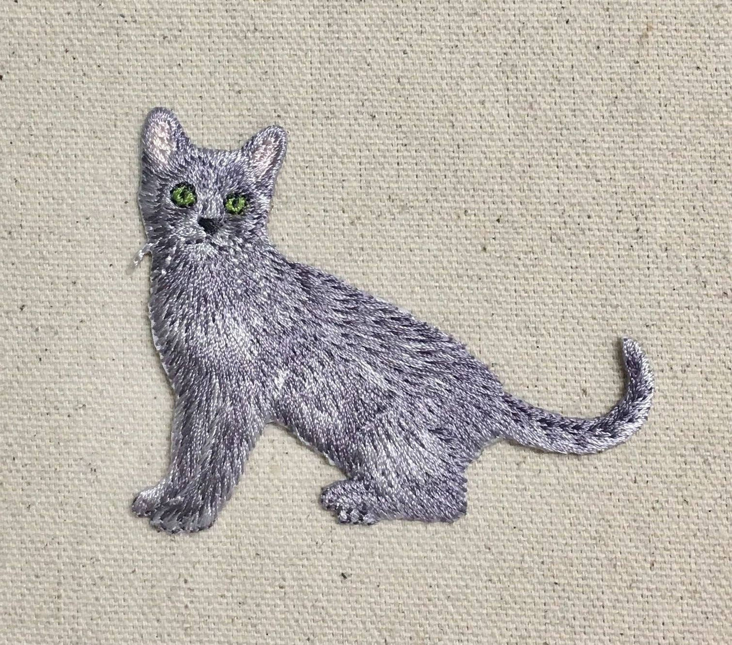 Gray Cat, Realistic, Full Body, Pets, Kitten, Embroidered, Iron on Patch