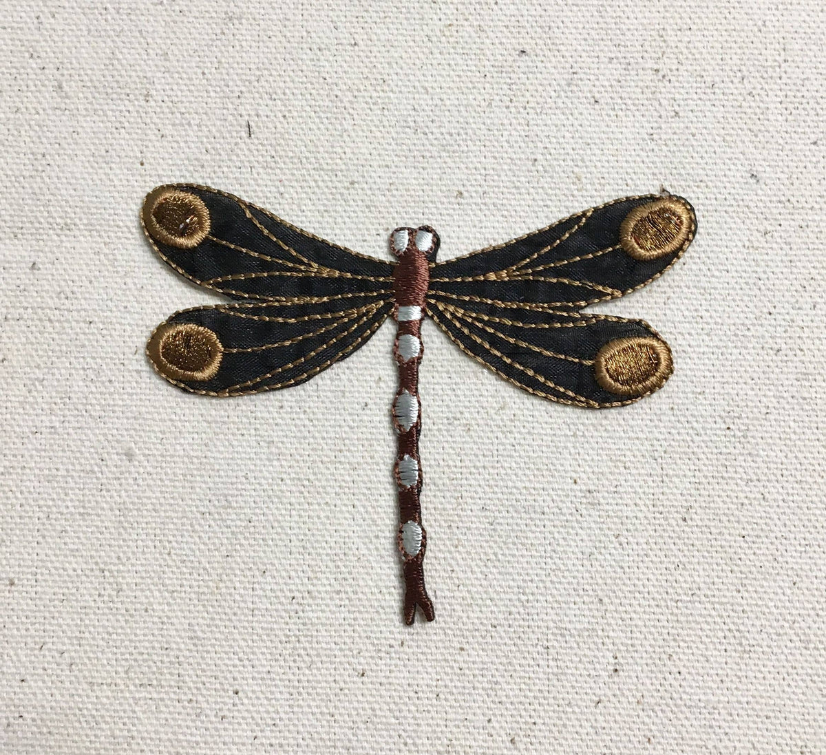 Copper Brown Dragonfly Embroidered Iron on Patch