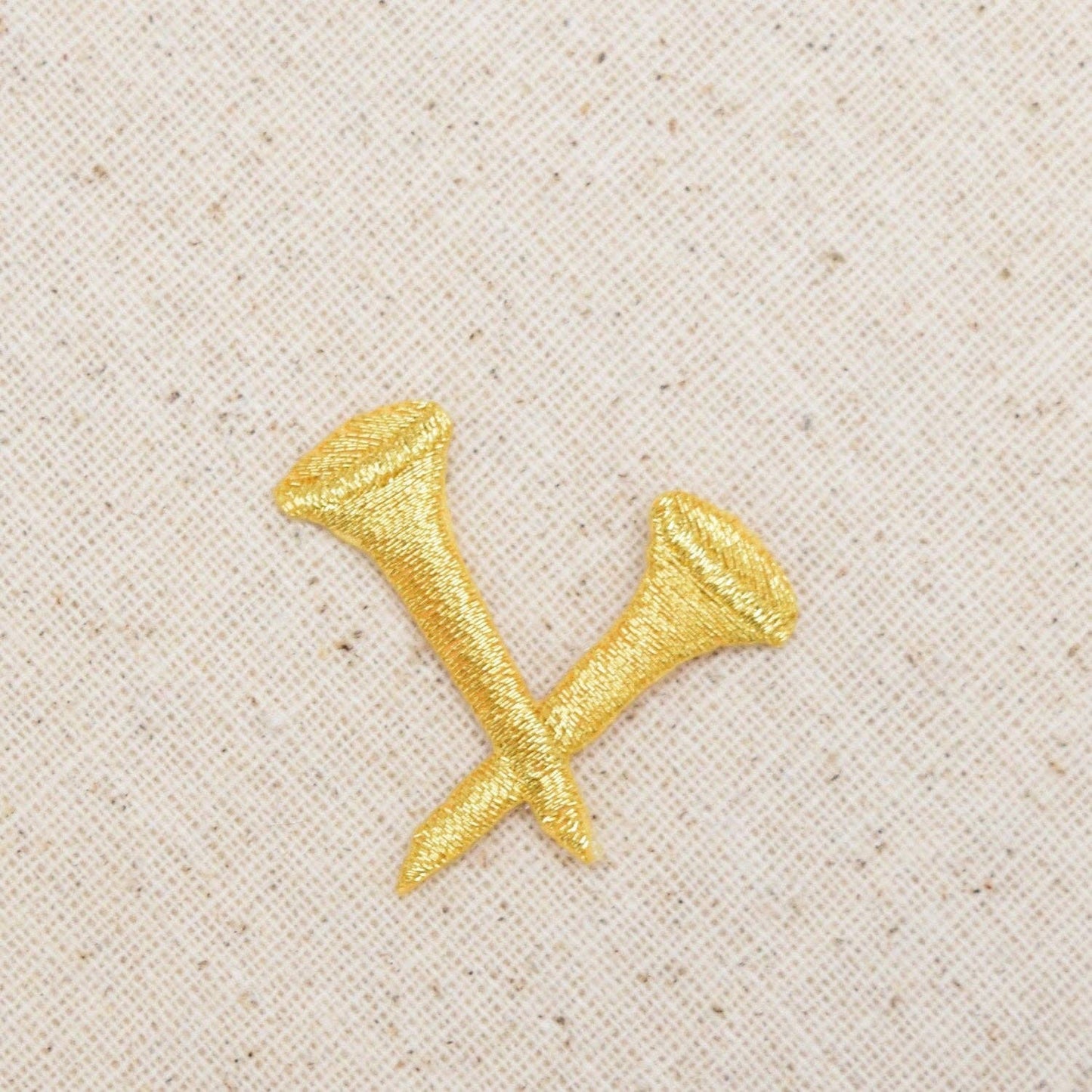 Golf - Two Crossed Tees - Gold - Iron on Patch