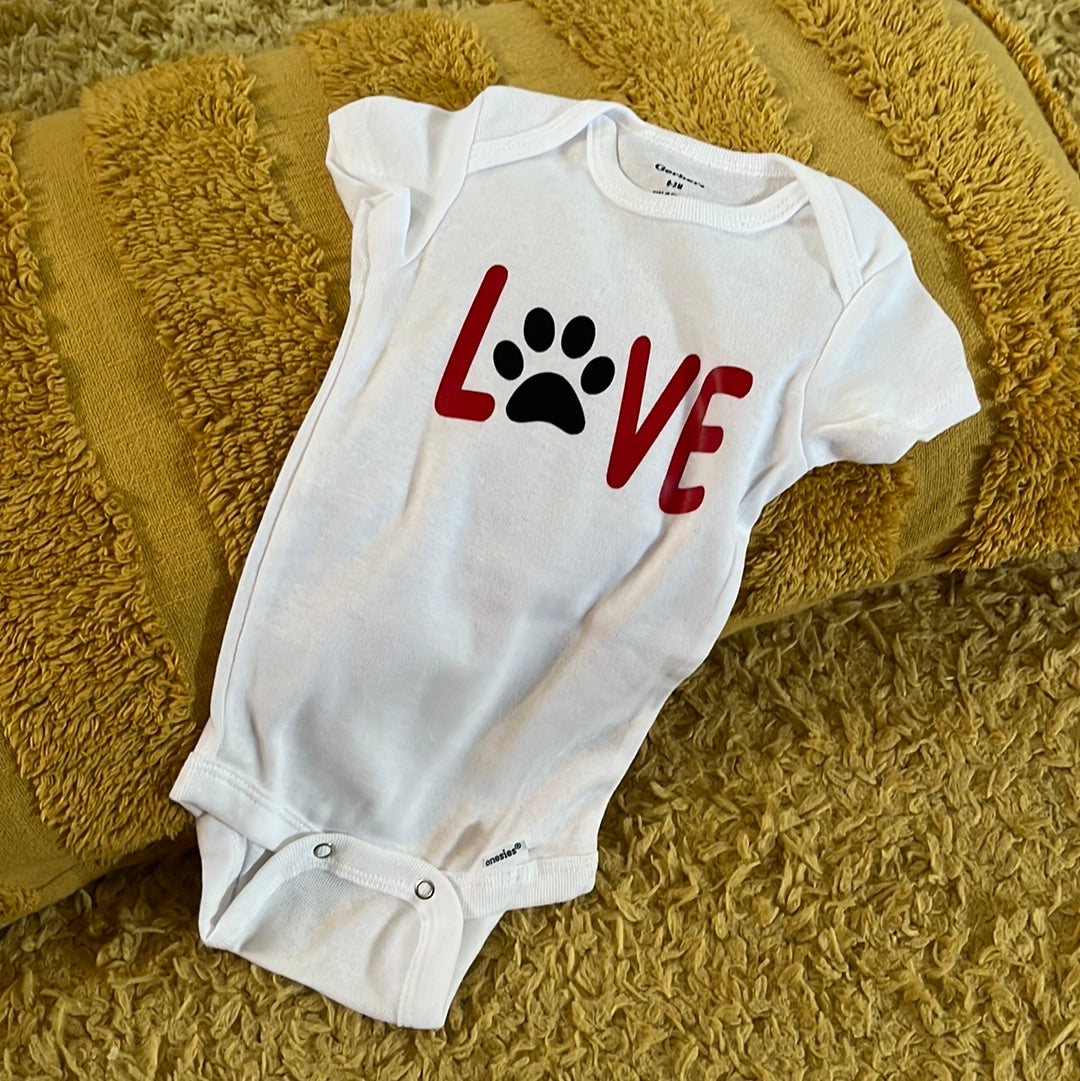 Love Paw Print Onesie