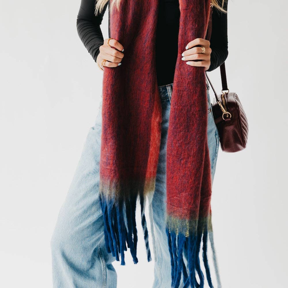 Octavia Ombre Scarf: Red