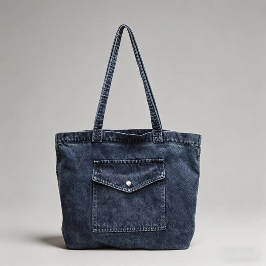 Vintage Denim Tote Bag: Dark Blue / One Size