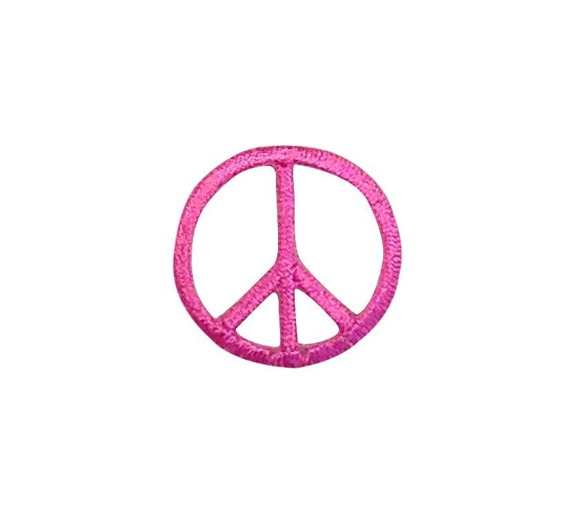 1" Peace Sign, Embroidered, Iron on Patch: Metallic Gold