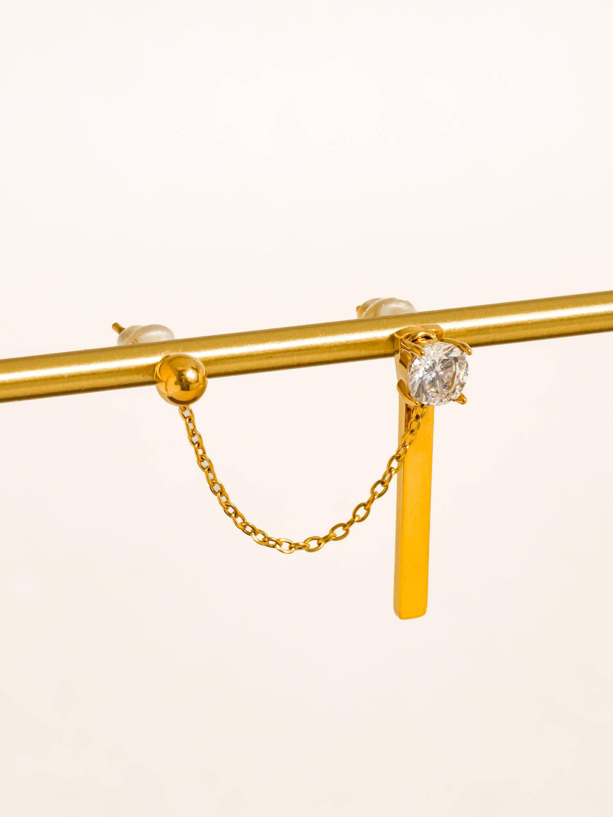 Nola 18K Gold Non-Tarnish CZ Chain Drop Earring Set: Yellow Gold