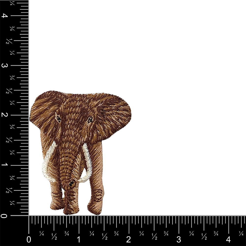 Realistic Brown Elephant - Safari, Zoo, Iron on Patch
