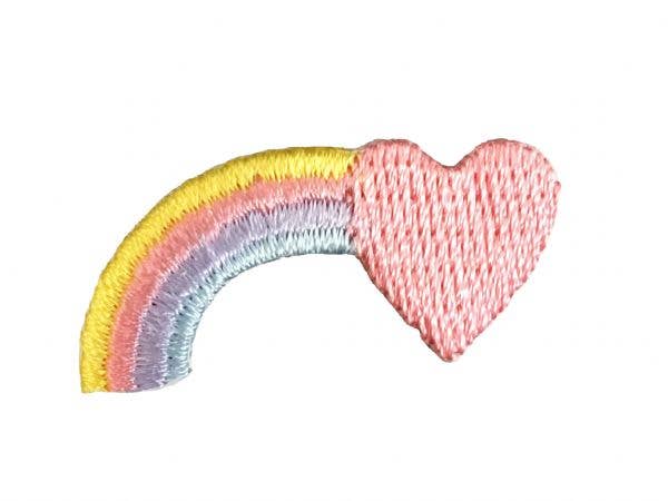 Mini Pastel Rainbow + Pink Heart Iron on Patch