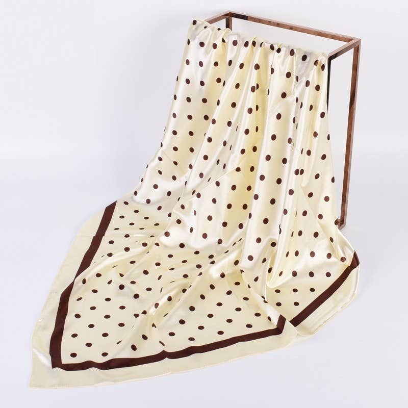 LARGE POLKA DOT PRINT BANDANA SCARF | 40SC694: Brown