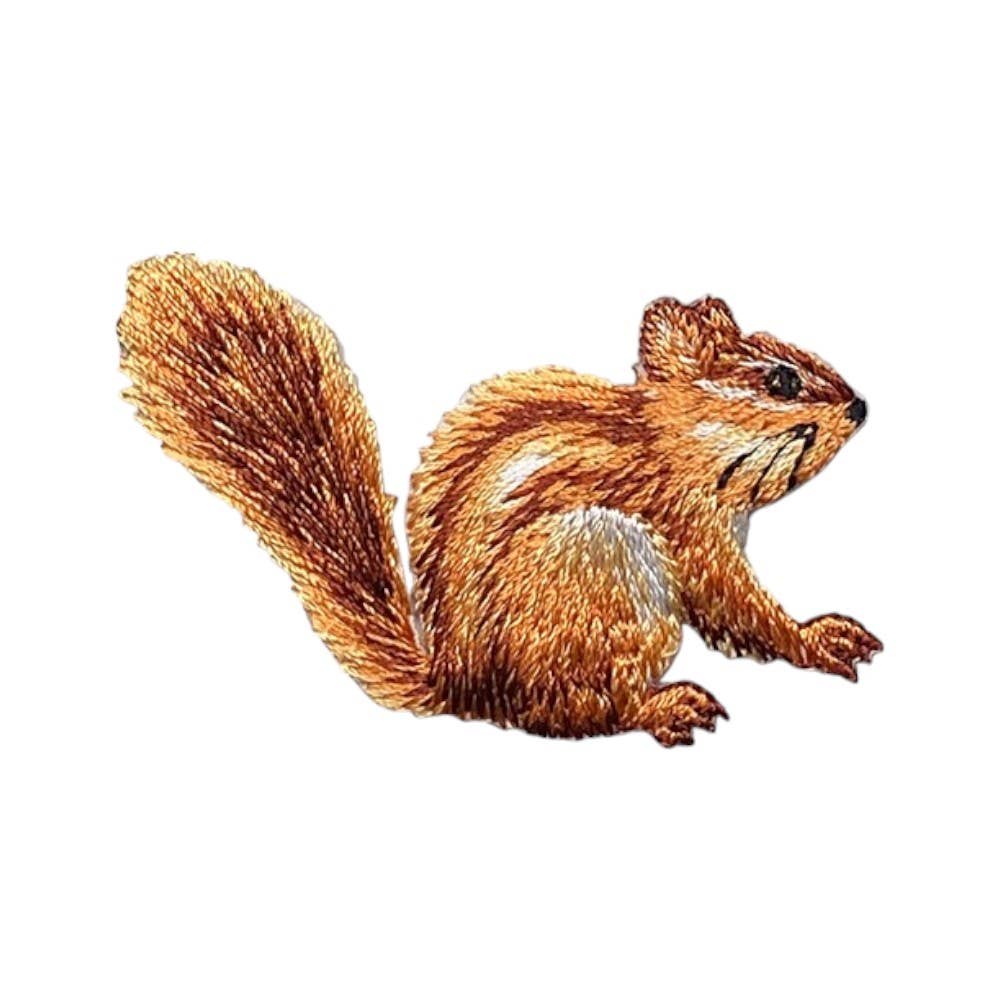 Chipmunk - Brown - Facing Right - Embroidered Iron on Patch