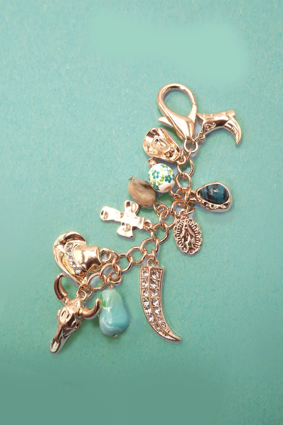 WESTERN PORCELAIN CROSS BOOT COWBOY HAT BAG CHARM l