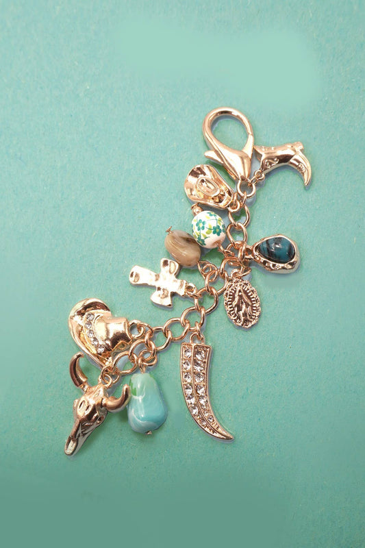 WESTERN PORCELAIN CROSS BOOT COWBOY HAT BAG CHARM l