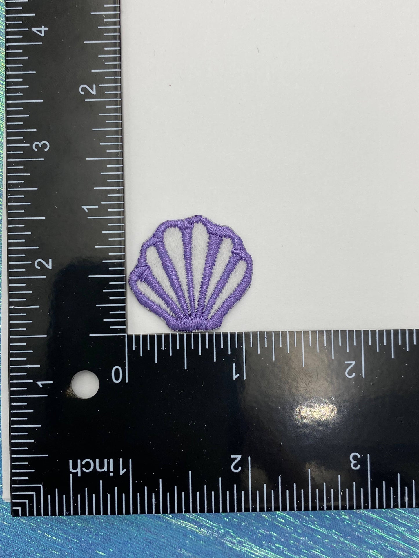 1 inch Seashell - Sea Shell - Embroidered Iron on Patch: Blue