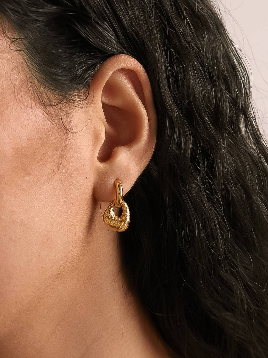 Amoret 18K Gold Non-Tarnish Modern Textured Earrings: Yellow Gold