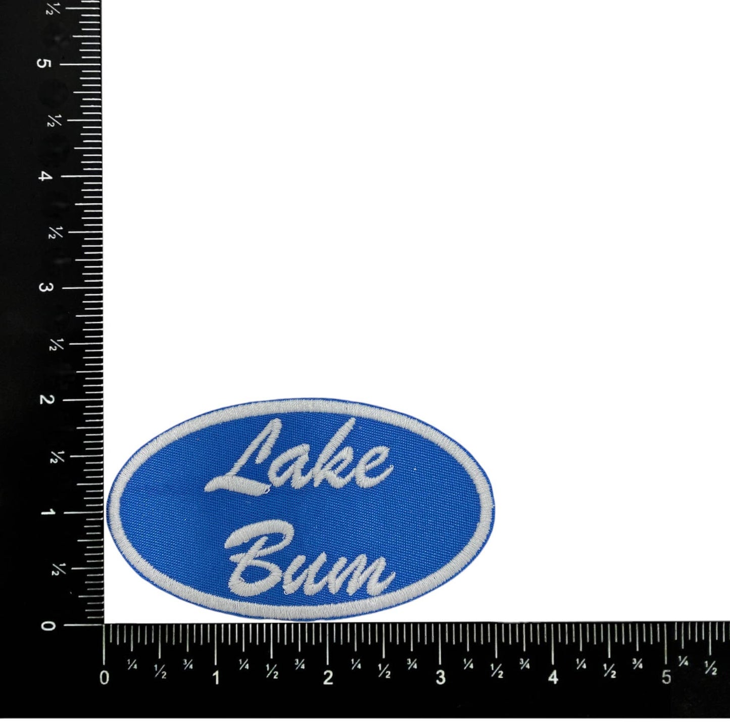 Lake Bum in Oval Embroidered Iron on Patch