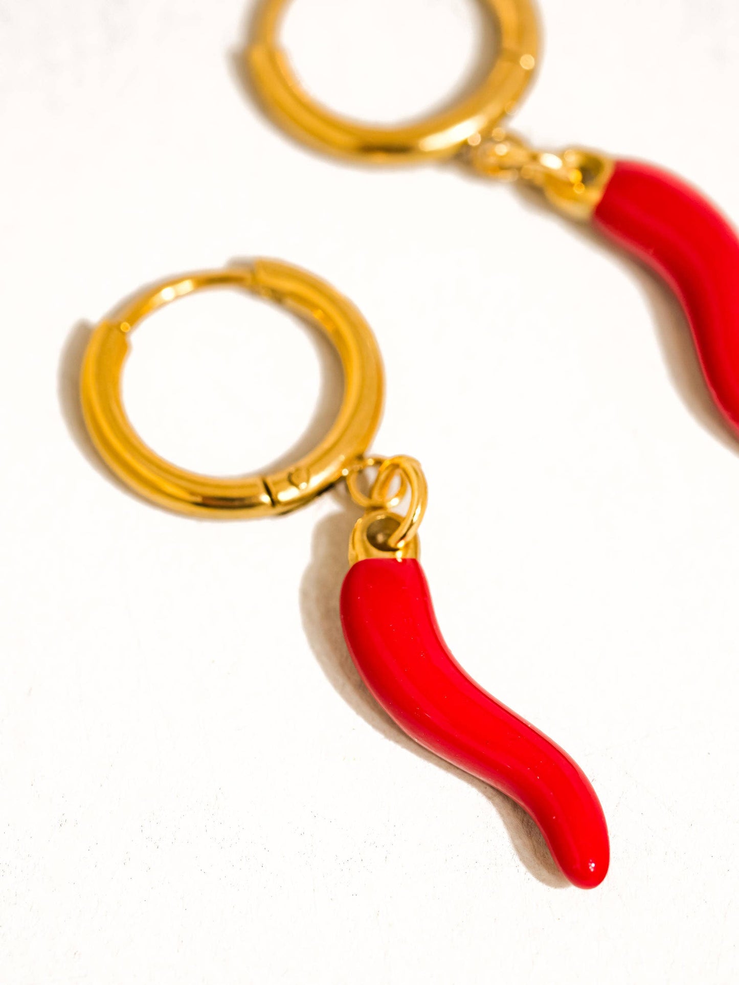 Pepper 18K Gold Non-Tarnish Vintage Pepper Earring: Red