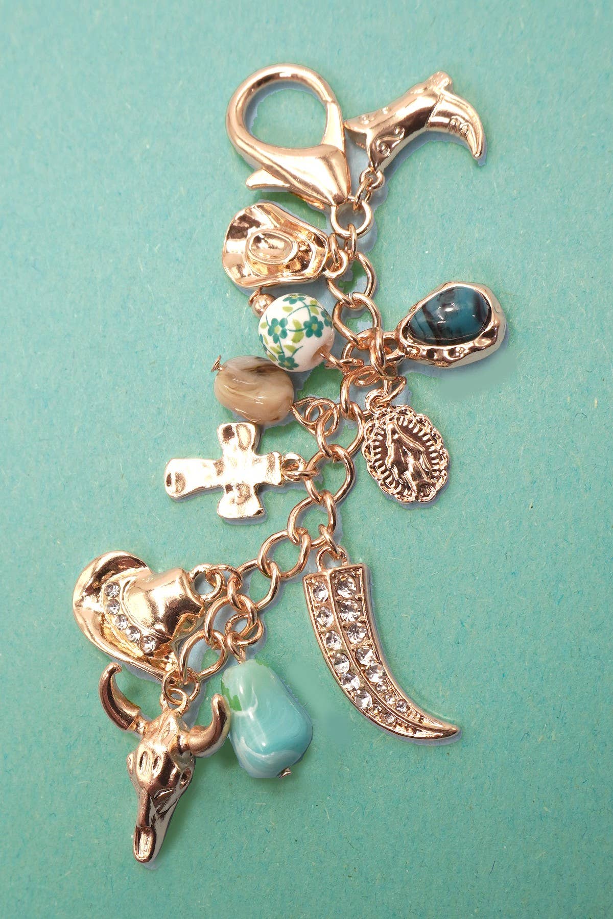 WESTERN PORCELAIN CROSS BOOT COWBOY HAT BAG CHARM l