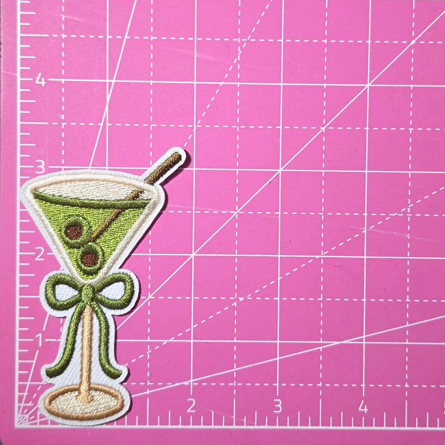 Olive Dirty Martini Coquette Bow Embroidery Iron On Patch
