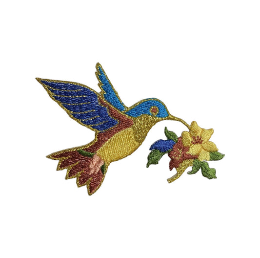 Cottagecore Hummingbird Embroidered Iron on Patch