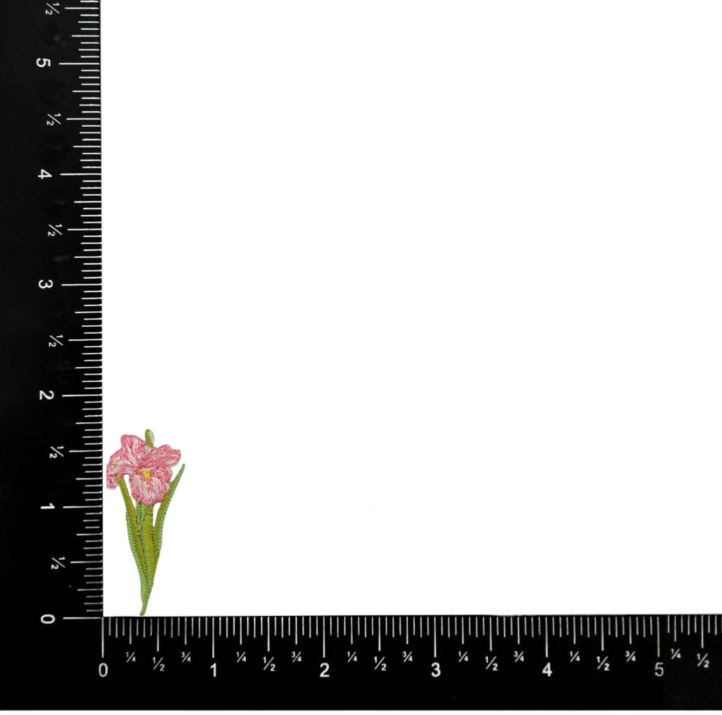 Pink Iris - Small - Flower, Embroidered Iron on Patch