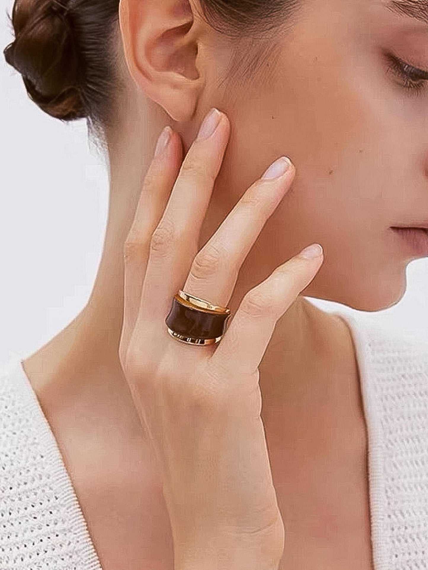 Josiah 18K Gold Layered Enamel Band Ring