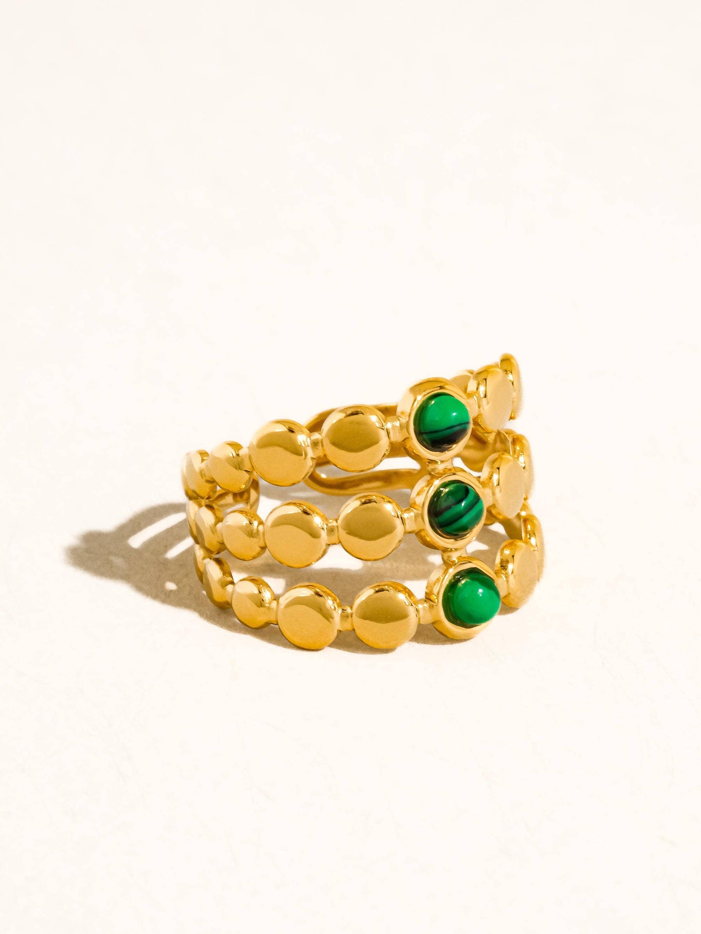 Quest 18K Gold Non-Tarnish Stone Beaded Ring