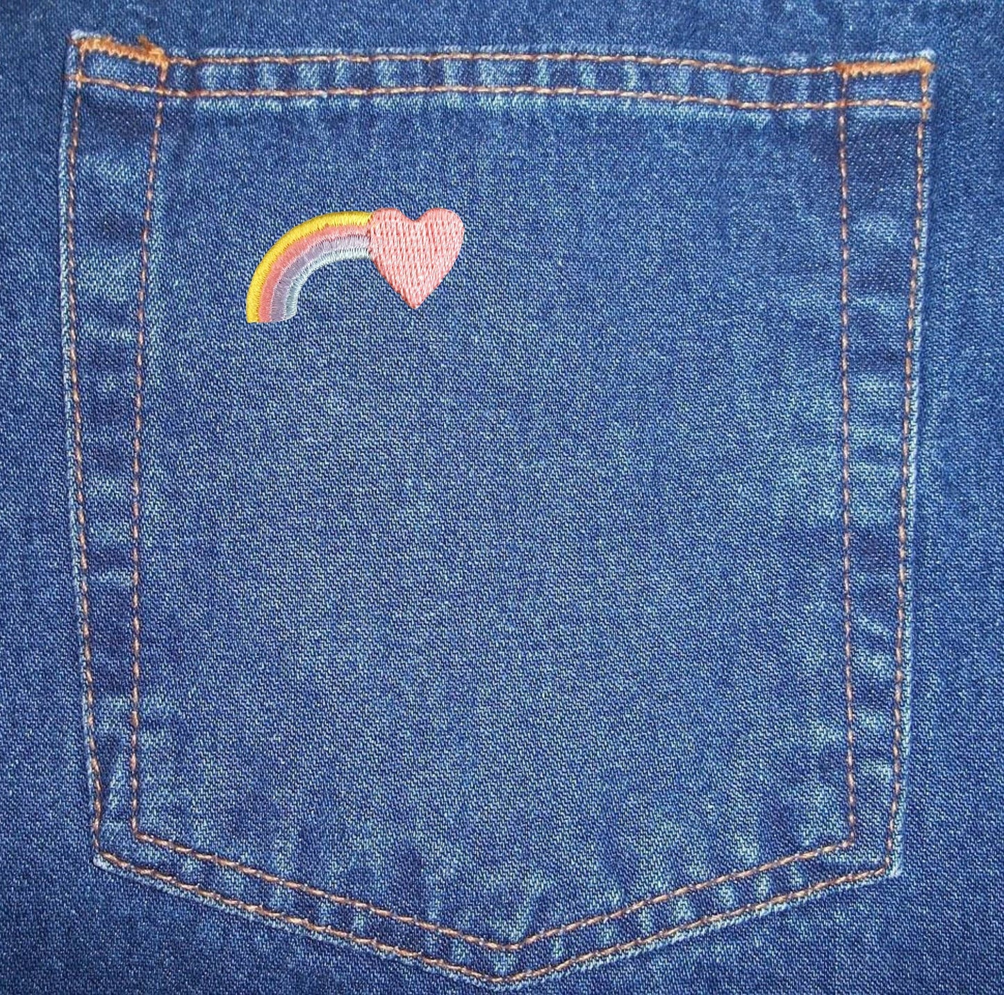 Mini Pastel Rainbow + Pink Heart Iron on Patch