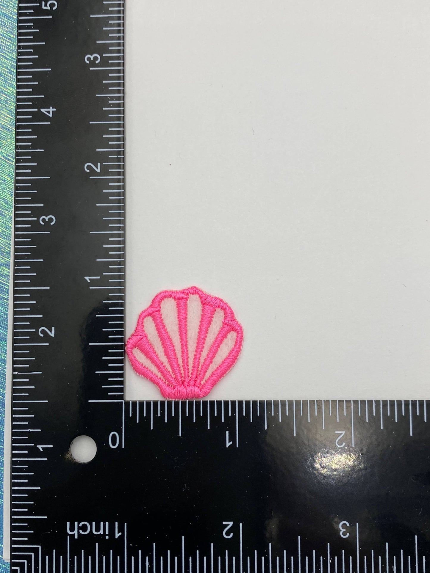 1 inch Seashell - Sea Shell - Embroidered Iron on Patch: Blue