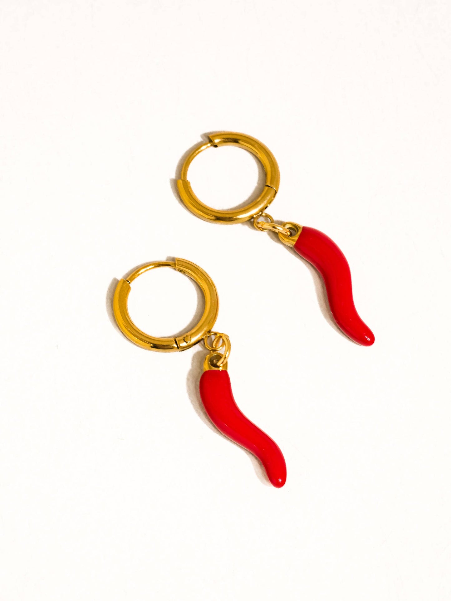 Pepper 18K Gold Non-Tarnish Vintage Pepper Earring: Red