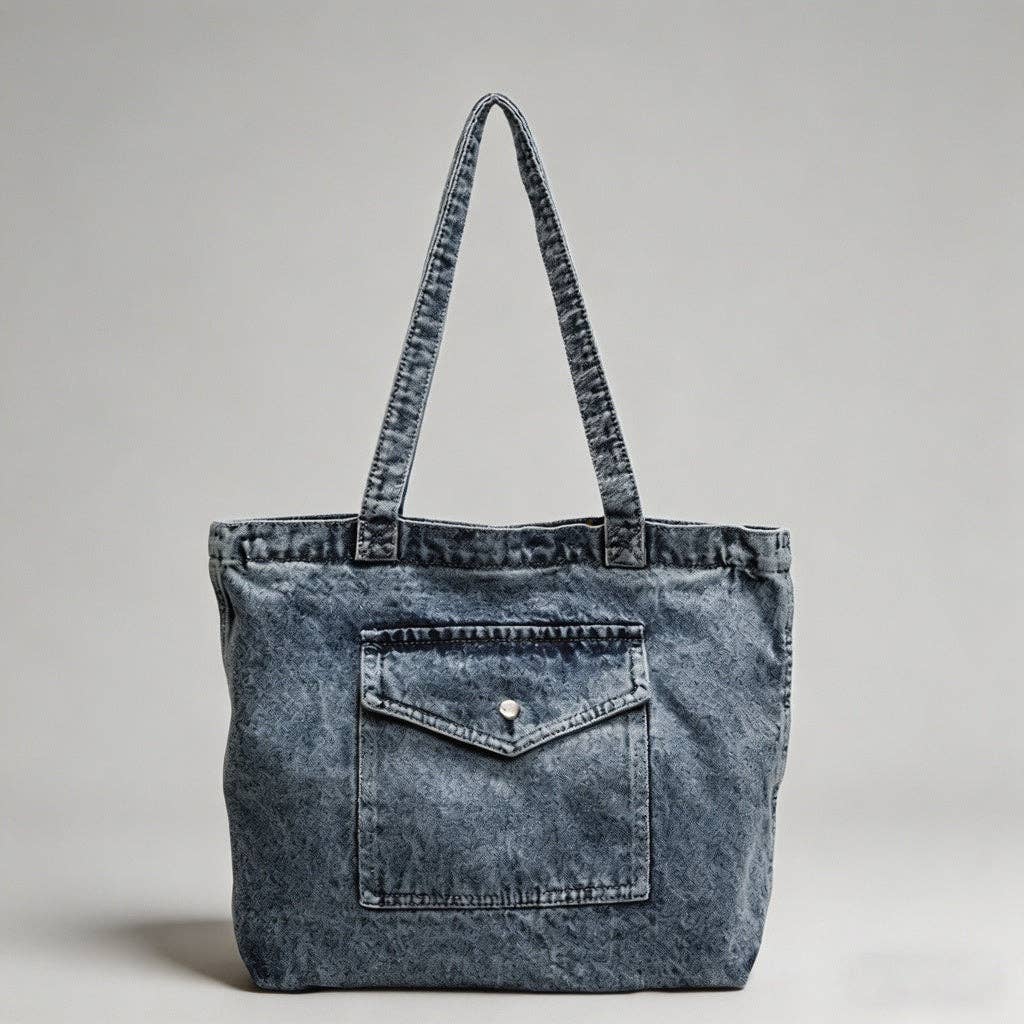 Vintage Denim Tote Bag: Dark Blue / One Size