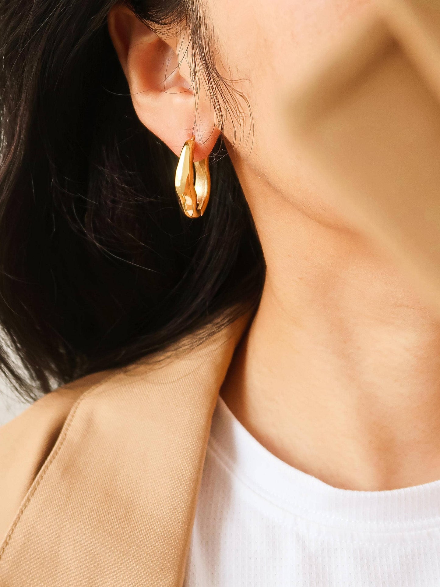 Darcy Non-Tarnish Oval Hoop Earring