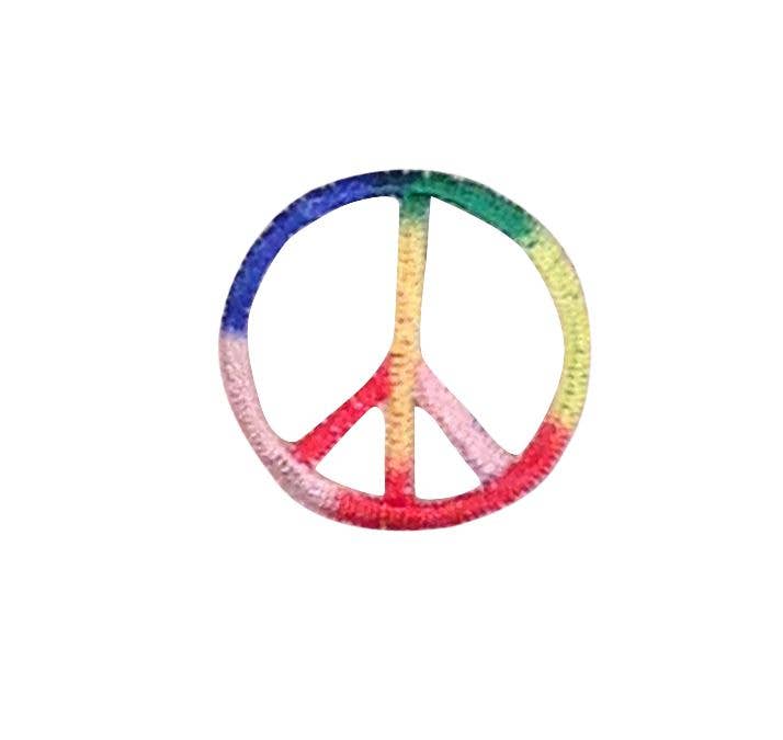 1" Peace Sign, Embroidered, Iron on Patch: Metallic Gold