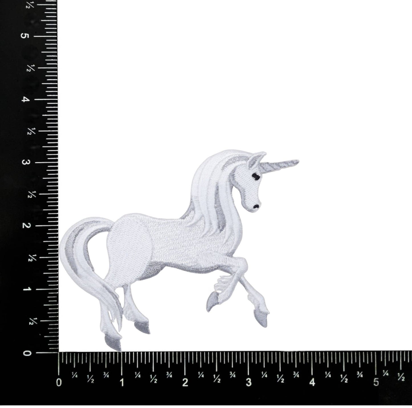 Unicorn - White Gray - Facing Right - Iron on Patch