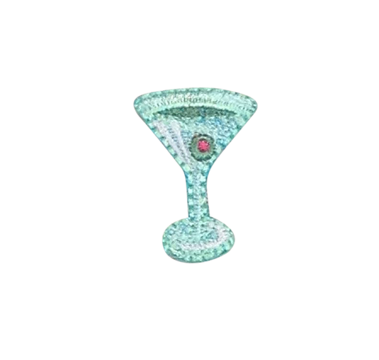 Green Mini Martini Glass Iron-On Patch – 1" Cocktail Glass