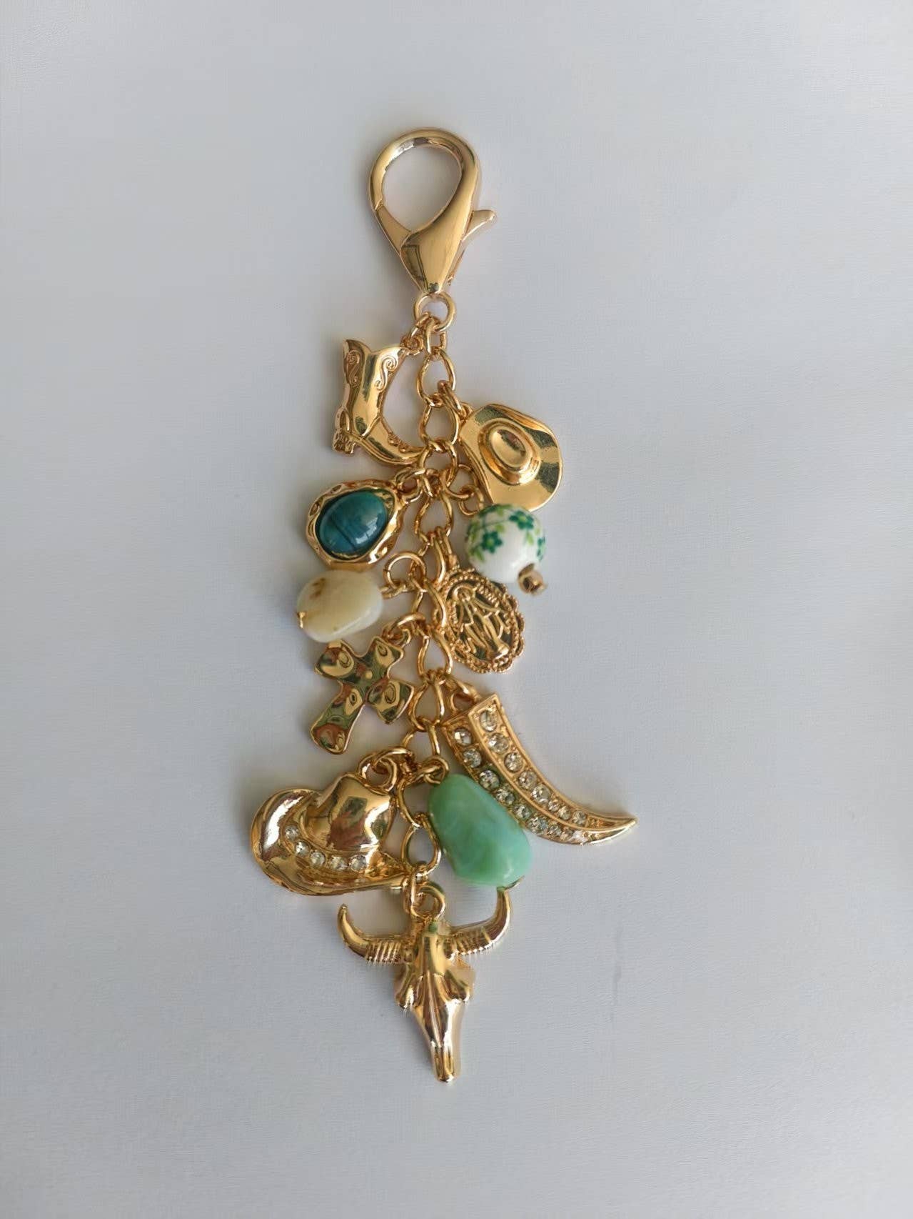 WESTERN PORCELAIN CROSS BOOT COWBOY HAT BAG CHARM l