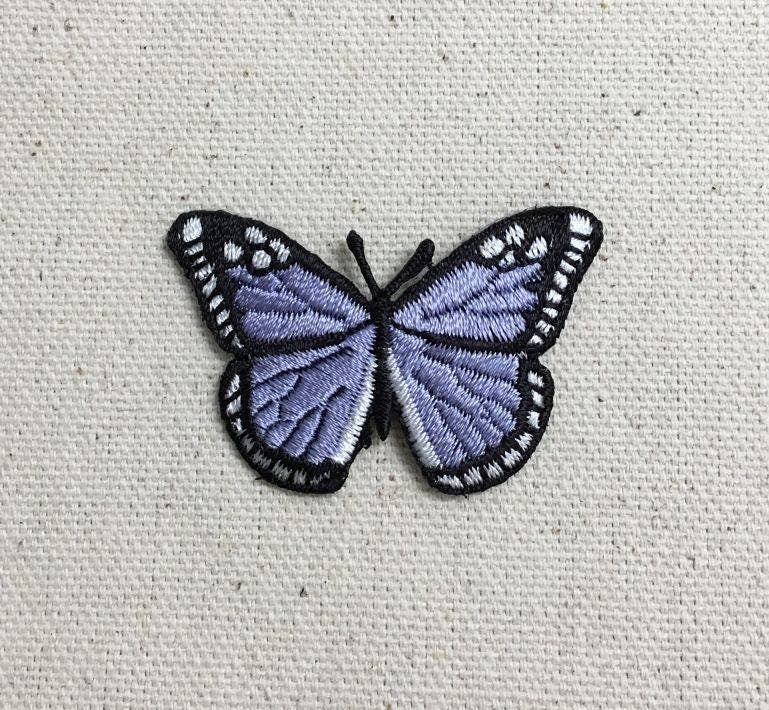 Small Lilac Butterfly Embroidered Iron on Patch